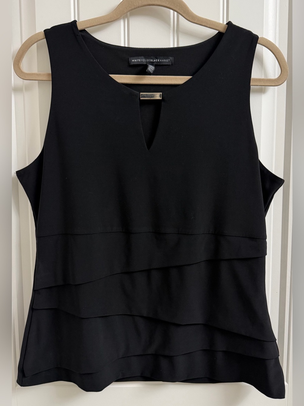White House Black Market Black Tiered Sleeveless Tank Top